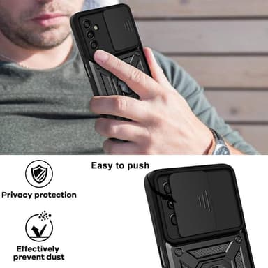 SKALO Samsung A04s 4G Armor hybridi metallirengas kameran liukusäädin - - Musta