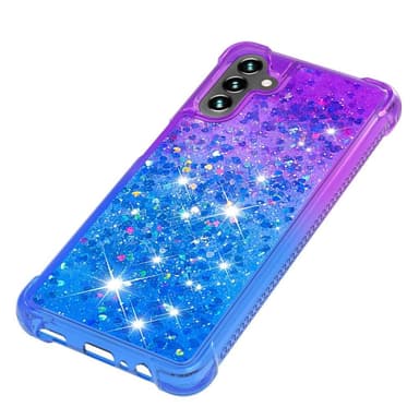 SKALO Samsung A04s 4G Juoksuhiekka Glitter Sydämet TPU kuori - Violetti-Sininen