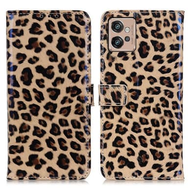SKALO Motorola Moto G32 4G Leopardikuvioinen lompakkokotelo PU-nahasta.
