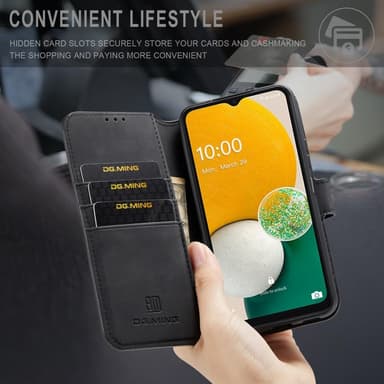 DG MING Samsung A13 5G Premium Cut Lompakkokotelo - Musta