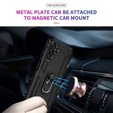 SKALO Samsung A04s 4G Armor Hybridi metallirengas kuori - Musta