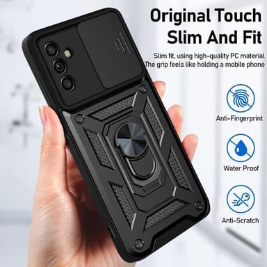 SKALO Samsung A04s 4G Armor hybridi metallirengas kameran liukusäädin - - Musta