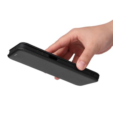 SKALO Motorola Moto G32 4G Carbon Fiber Lompakkokotelo - Musta