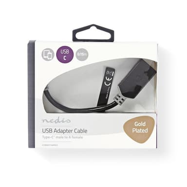 USB 3.0 -Kaapeli | Type-C, Uros - A, Naaras | 0,15 m | Antrasiitti