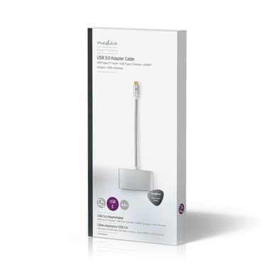 3-in-1 USB 3.0 -Sovitinkaapeli | Kullattu, 0,2 m | USB-Câ„¢-Urosliitäntä USB-Câ„¢-Na