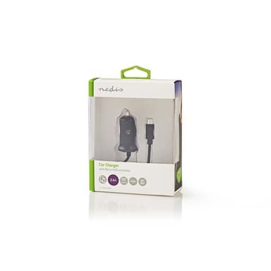 Autolaturi | 2.4 A | Kiinteä kaapeli | Micro USB | Musta