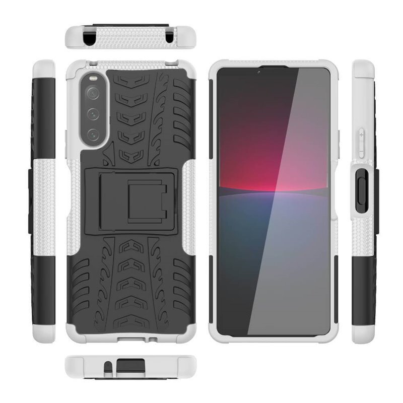 Iskunkestävä kuori jalustalla Sony Xperia 5 IV - Valkoinen