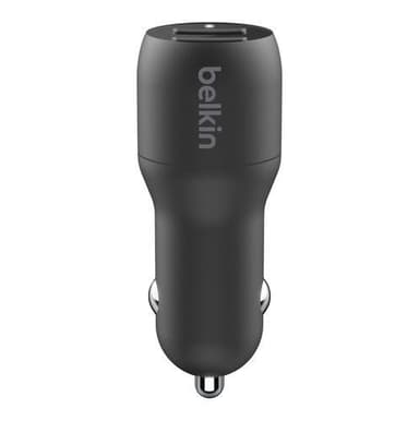 Kaksi USB-A-autolaturia 24W + USB-C-kaapeli, musta