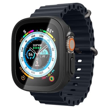 Spigen Apple Watch Ultra Kuori Thin Fit 360 -näytönsuojalla Musta