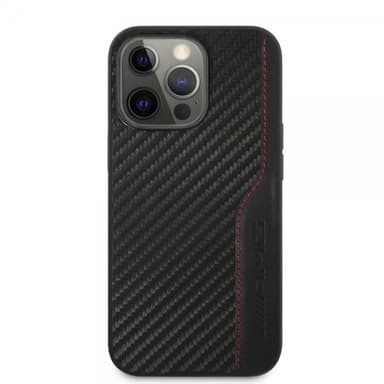 AMG iPhone 14 Pro Kuori Carbon Effect Stamped Logo Musta
