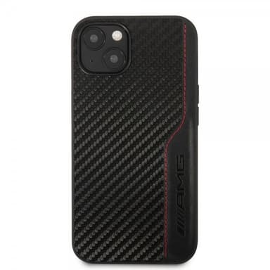 AMG iPhone 14 Kuori Carbon Effect Stamped Logo Musta