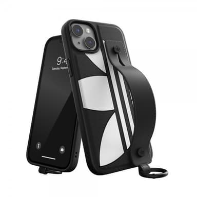Adidas iPhone 14 Plus Kuori Handstrap Case Musta Valkoinen