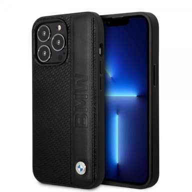 BMW iPhone 14 Pro Max Kuori Big Logo Stripe Musta