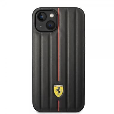 Ferrari iPhone 14 Kuori Embossed Stripes Punainen