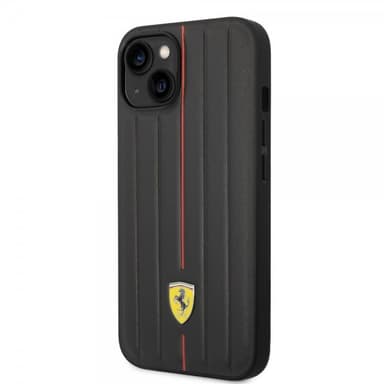 Ferrari iPhone 14 Kuori Embossed Stripes Punainen