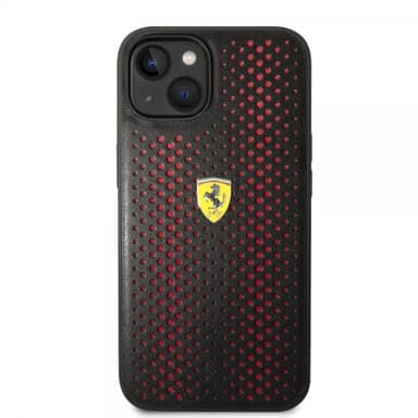 Ferrari iPhone 14 Kuori Logo Perforoitu Punainen