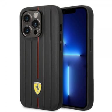 Ferrari iPhone 14 Pro Max Kuori Embossed Stripes Punainen