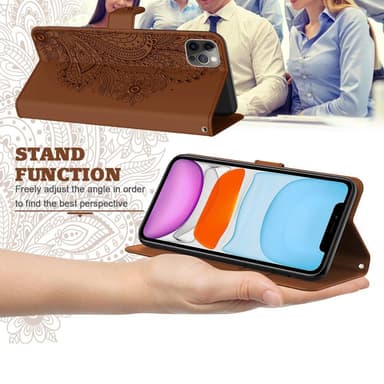 SKALO iPhone 13 Pro Max Mandala lompakkokotelo - Ruskea