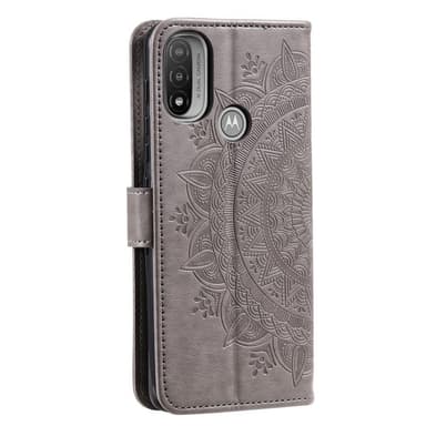 SKALO Moto E20/E30/E40 Mandala lompakkokotelo - Harmaa