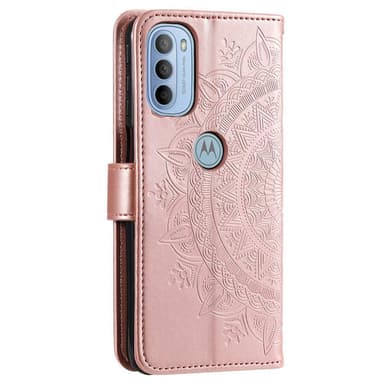SKALO Moto G31 / G41 Mandala lompakkokotelo - Ruusukulta