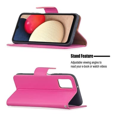 SKALO Samsung A02s / A03s Premium Litchi Lompakkokotelo - Cerise