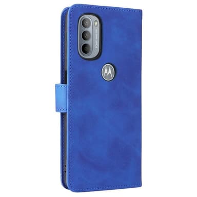 SKALO Moto G31 / G41 Matt PU Nahka lompakkokotelo - Sininen