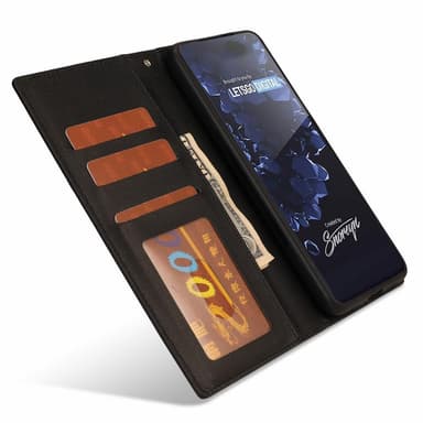 SKALO Samsung S21 FE DOLIZMA 2 in 1 magneettinen lompakkokotelo - Musta