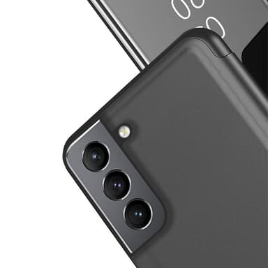 SKALO Samsung S21 FE Clear View Mirror Lompakko - Tumman violetti