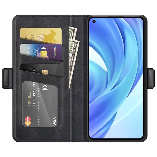 SKALO Xiaomi Mi 11 Lite Premium Wallet Lompakkokotelo - Musta