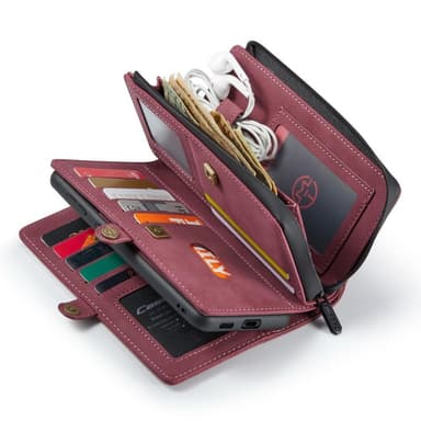 CaseMe Samsung S21 FE CaseMe Big Wallet 2in1 Magnet Lompakkokotelo - Punainen