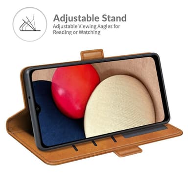 SKALO Samsung A02s / A03s Premium Wallet Lompakkokotelo - Vaaleanruskea