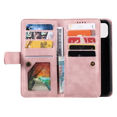 SKALO Samsung A22 5G Big Wallet Mokkanahkainen lompakkokotelo - Pinkki