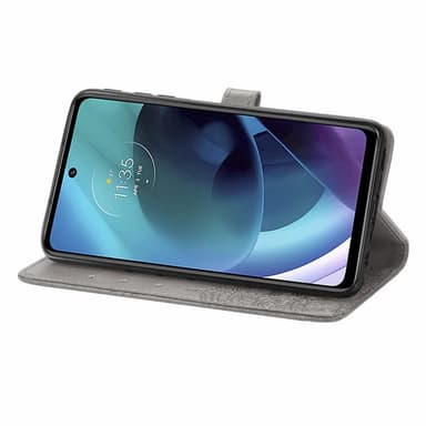 SKALO Moto G51 Mandala lompakkokotelo - Harmaa