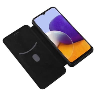 SKALO Samsung A22 5G Carbon Fiber Lompakkokotelo - Musta