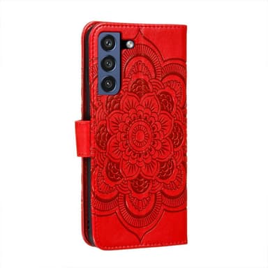 SKALO Samsung S21 FE Mandala lompakkokotelo - Punainen