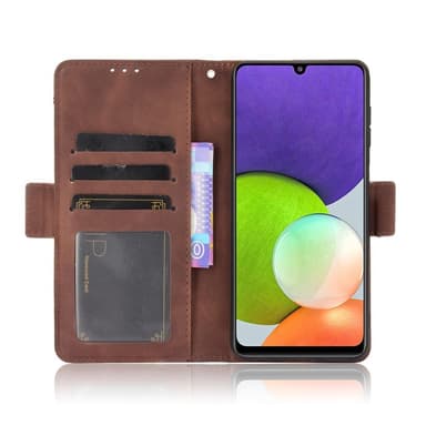 SKALO Samsung A22 4G 6-lokeroa Lompakkokotelo - Ruskea