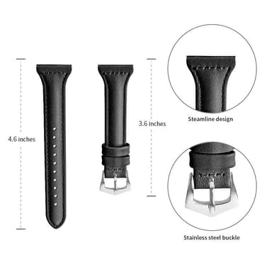 SKALO Ranneke nahkaa Garmin Venu 2S - Musta