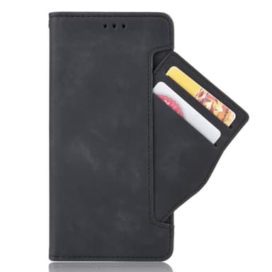 SKALO Moto E20/E30/E40 6-lokeroa Lompakkokotelo - Musta