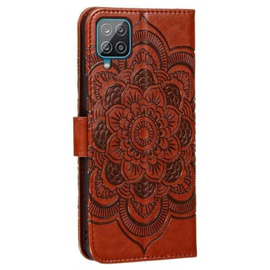 SKALO Samsung A22 4G Mandala lompakkokotelo - Ruskea