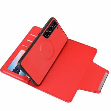 SKALO Samsung S21 FE DOLIZMA 2 in 1 magneettinen lompakkokotelo - Punainen