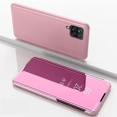 SKALO Samsung A22 4G Clear View Mirror Lompakko - Pinkki