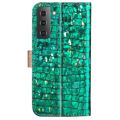 SKALO Samsung S22 Croco Kimaltava lompakkokotelo - Vihreä