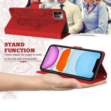 SKALO iPhone 13 Pro Max Mandala lompakkokotelo - Punainen