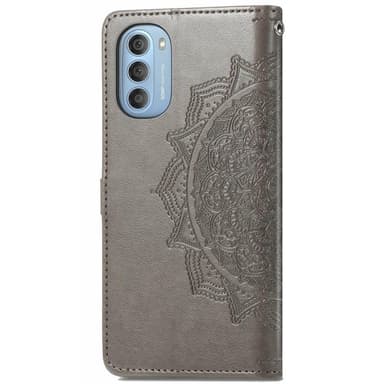SKALO Moto G51 Mandala lompakkokotelo - Harmaa
