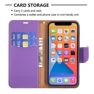 SKALO iPhone 13 Pro Premium Litchi Lompakkokotelo - Violetti
