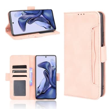SKALO Xiaomi 11T/11T Pro 6-lokeroa Lompakkokotelo - Pinkki