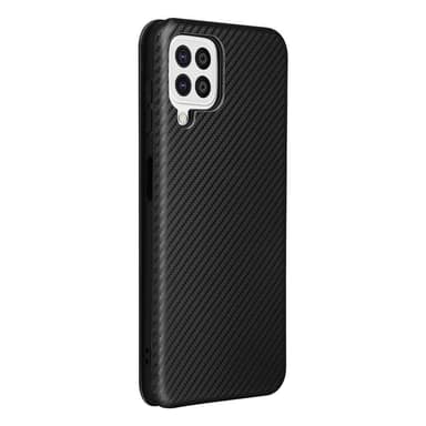 SKALO Samsung A22 4G Carbon Fiber Lompakkokotelo - Musta