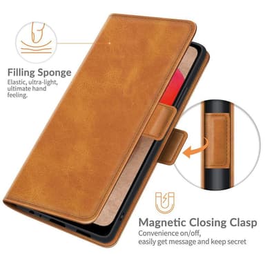 SKALO Samsung A02s / A03s Premium Wallet Lompakkokotelo - Vaaleanruskea