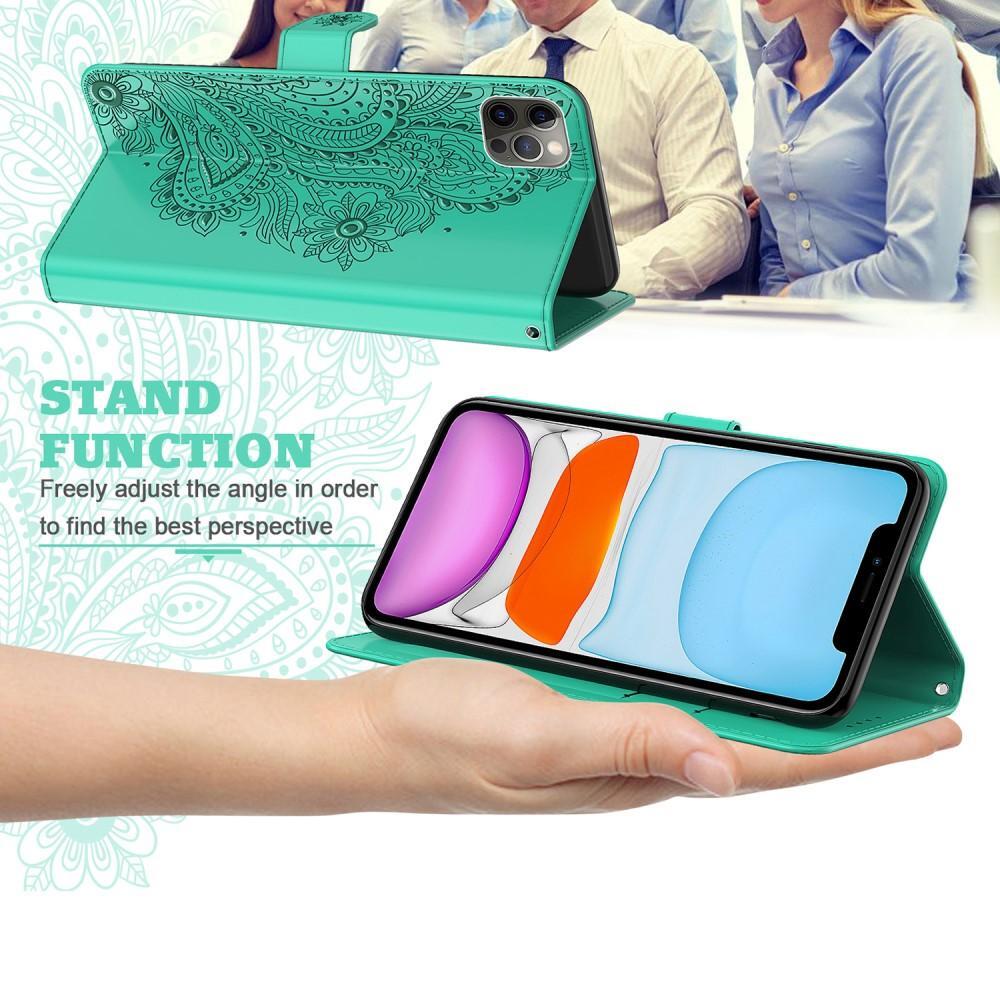 SKALO iPhone 13 Pro Max Mandala lompakkokotelo - Turkoosi