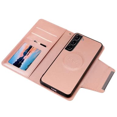 SKALO Samsung S22+ DOLIZMA 2 in 1 magneettinen lompakkokotelo - Ruusukulta - Ruusukulta